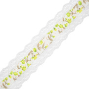 Ripsband mit Spitze 25 mm - weiß