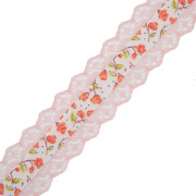 Ripsband mit Spitze 25 mm - pfirsich