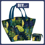 XL Tasche mit Utensilientasche 2 in 1 - GREEN LEAVES wz.2 - Nähset