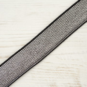 Gummiband flach mit Metallfaden 20 mm - silber