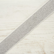 Gummiband flach mit Metallfaden WEIß 20 mm - silber