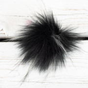 Kunstfell Pompon 12 cm - melange  grau-weiß