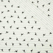GESTREIFTE FLAMINGOS / hellgrau - Single Jersey TE210