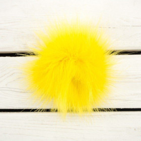 Kunstfell Pompon 12 cm -  zitrone