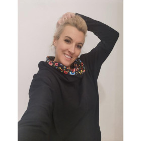 Sweatshirt mit Schalkragen und Fledermausärmel (FURIA) - Bouquet of flowers wz.1 - Nähset