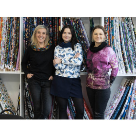 Sweatshirt mit Schalkragen und Fledermausärmel (FURIA) - Bouquet of flowers wz.1 - Nähset