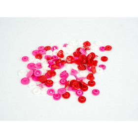 DRUCKKNÖPFE 12,4 mm PRYM Love - 30 Stück - Herzen rosa / rot / weiß