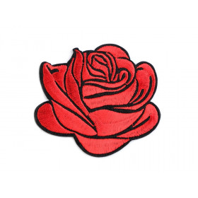 Aufbügler gestickt   Rosenblüte - rot