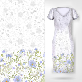 BLUMEN (Motiv 5 grün) / weiß - Kleid-Panel