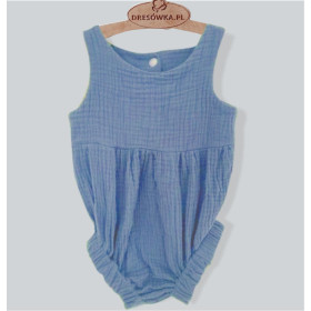 Baumwoll Musselin Double Gauze - Gedämpftes blau/ BLUE