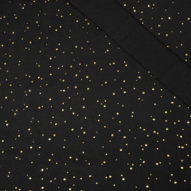 GOLDENE PUNKTE / schwarz - Baumwoll Musselin