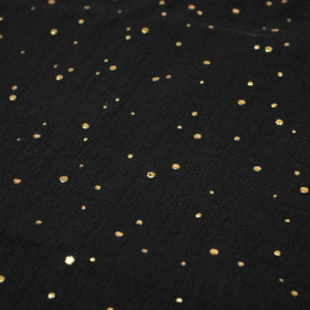 GOLDENE PUNKTE / schwarz - Baumwoll Musselin