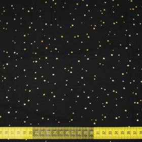 GOLDENE PUNKTE / schwarz - Baumwoll Musselin
