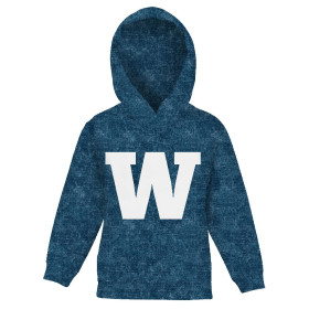KINDER HOODIE (ALEX) - "W" / acid wash dunkelblau - Sommersweat