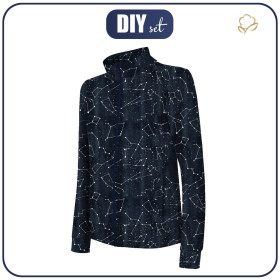 “MAX” KINDER TRAININGSJACKE - KONSTELLATIONEN M.2 (GALAKTISCHE TIERE) / navy - Maschenware mit kurzem Flor