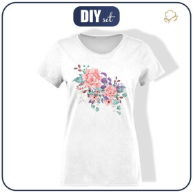 DAMEN T-SHIRT S - HAGEBUTENBLÜTE MS. 1 (BLÜHENDE WIESE) - Single Jersey 