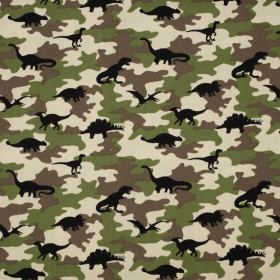 MINI DINO / CAMOUFLAGE OLIVE - POPELINE 100% Baumwolle