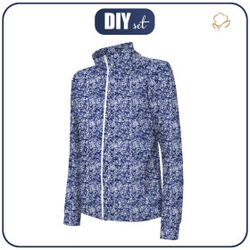 “MAX” KINDER TRAININGSJACKE - MEERESBLAUER GLITTER (LIBELLEN UND PUSTEBLUMEN) - Maschenware mit kurzem Flor