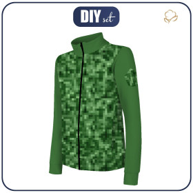 “MAX” KINDER TRAININGSJACKE - PIXEL MS.2 / grün - Maschenware mit kurzem Flor