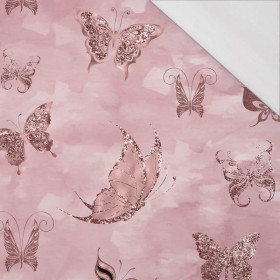 SCHMETTERLINGE (GLITTER SCHMETTERLINGE) / CAMOUFLAGE m. 2 (rosenquarz) - bio single jerset mit Elastan Sommersweat