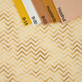 GOLDENE  ZICKZACK (GOLDENER OZEAN) / beige - bio single jerset mit Elastan Sommersweat