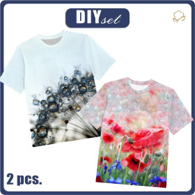 2-PACK - KINDER T-SHIRT - PUSTEBLUME UND MOHNBLUMEN - Nähset