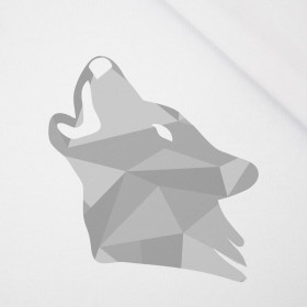 GEOMETRISCHER WOLF (ADVENTURE) / weiß - SINGLE JERSEY PANORAMISCHES PANEL