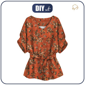 KIMONO BLUSE - MINI BLUMENSTRAUß / ziegel - Nähset