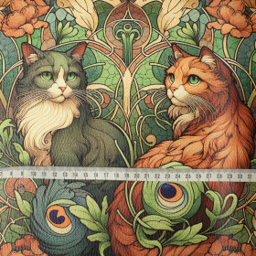 ART NOUVEAU CATS & FLOWERS M. 3 - dickes geprägtes Kunstleder