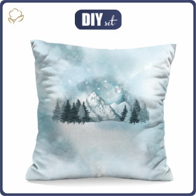 KISSEN 45x45 - BÄUME UND GEBIRGE (WINTER IM GEBIRGE) - Baumwoll Webware - Nähset