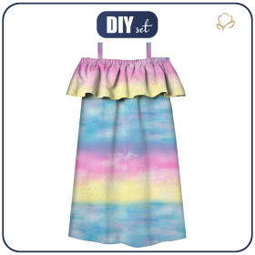 Carmenausschnitt Kleid (LILI) - REGENBOGEN-OZEAN Ms. 1 - Nähset 