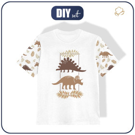 KINDER T-SHIRT- BRAUNE DINOSAURIER M. 4 - Single Jersey