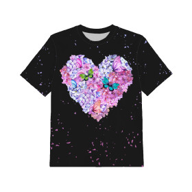 KINDER T-SHIRT  - HERZBLUMEN / schwarz - Nähset
