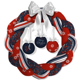 WEIHNACHTSKRANZ - FOLK FLORAL M. 4 / rot (FOLK WALD) - Nähset