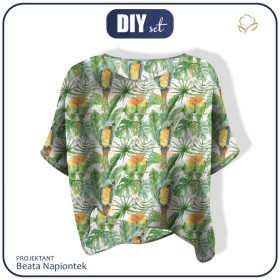 LEICHTE OVERSIZE BLUSE "ELENA" - PAPAGEIE m. 2 / weiß (JUNGLE) - Nähset 