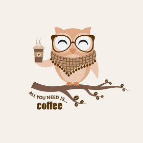 EULE MIT KAFFEE / beige - Paneel