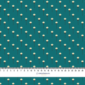 WEIßE BLÜMCHEN / smaragd - Slub Weave 