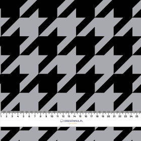 SCHWARZER HAHNENTRITT (groß) / grau - Baumwoll Webware