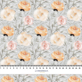 BLUMEN UND BLÄTTER Ms. 7 / grau - Viskose Webware