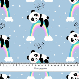 PANDA AUF EINEN REGENBOGEN- Polster- Velours