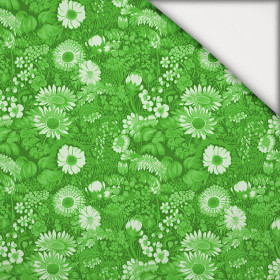 LIME GREEN / FLOWERS - leichte Maschenware angeraut