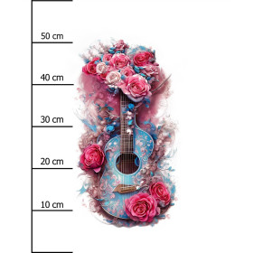 GITARRE MIT ROSEN - Paneel (60cm x 50cm)  Baumwoll Webware