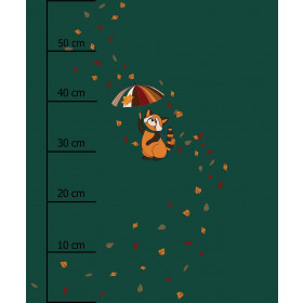 KLEINER PANDA MIT REGENSCHIRM / flaschengrün (HERBST DES KLEINEN PANDA) - Paneel (60cm x 50cm) Sommerswea tmit Elastan ITY