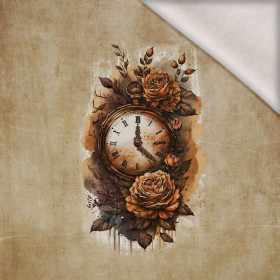 STEAMPUNK CLOCK - Paneel (60cm x 50cm) Wintersweat angeraut mit Elastan ITY