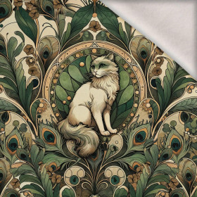 ART NOUVEAU CATS & FLOWERS M. 1 - Paneel (75cm x 80cm) Wintersweat angeraut mit Elastan ITY