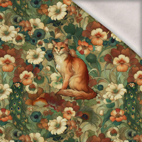 ART NOUVEAU CATS & FLOWERS M. 2 - Paneel (60cm x 50cm) Wintersweat angeraut mit Elastan ITY