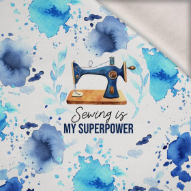 SEWING IS MY SUPERPOWER - Paneel (75cm x 80cm) Wintersweat angeraut mit Elastan ITY
