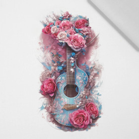 GITARRE MIT ROSEN - Paneel (60cm x 50cm)  Baumwoll Webware