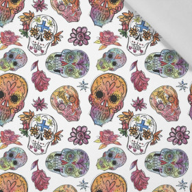 TOTENKÖPFE Ms. 3 / weiß (DIA DE LOS MUERTOS) - Baumwoll Webware