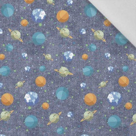 50cm PLANETEN M. 2 (WELTRAUMEXPEDITION) / ACID WASH DUNKELBLAU - Baumwoll Webware